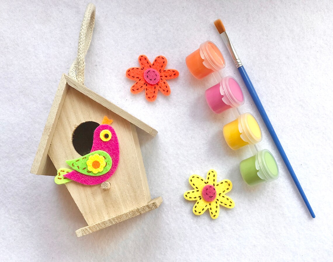 Kids Craft Kit Bird House Painting Kit Paint Kit for Kids Etsy