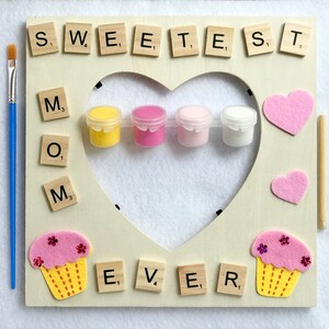 Kit de manualidades para el día de la madre para niños, letras Scrabble, marco de fotos para el día de la madre, regalo para el día de la madre.