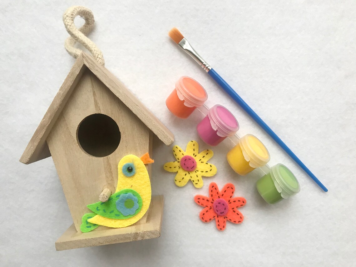 Kids Craft Kit Bird House Painting Kit Paint Kit for Kids Etsy
