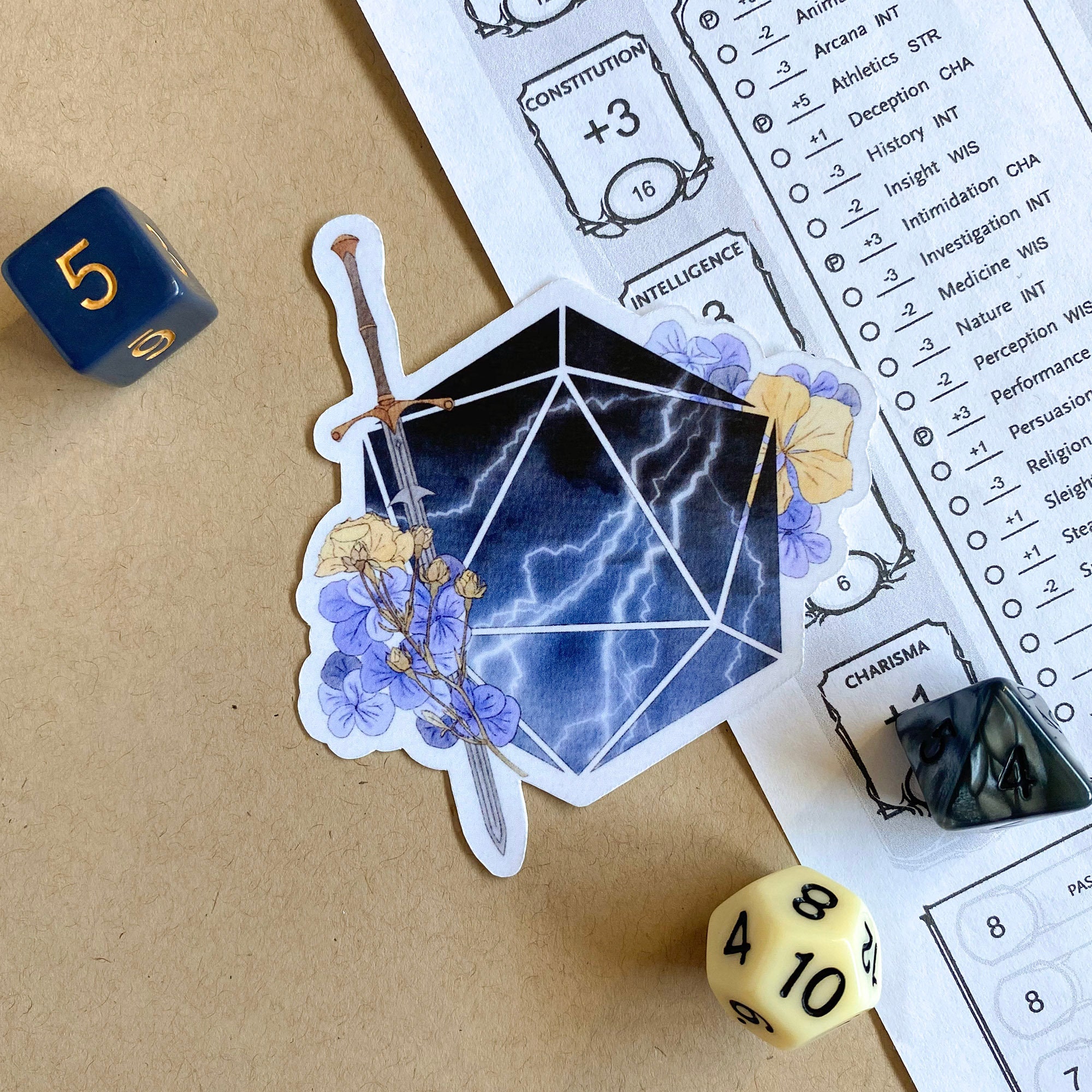 Yasha D20 Sticker- Critical Role - Watercolor Die Cut Vinyl Sticker, …