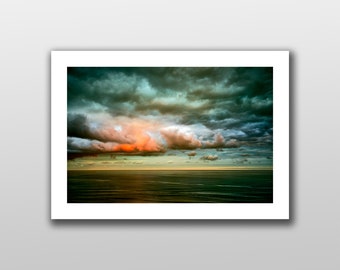 A Fine Art Print of a Moody Sky at Sunset Over the Sea - Cloudscape, Sea Print, Sunset