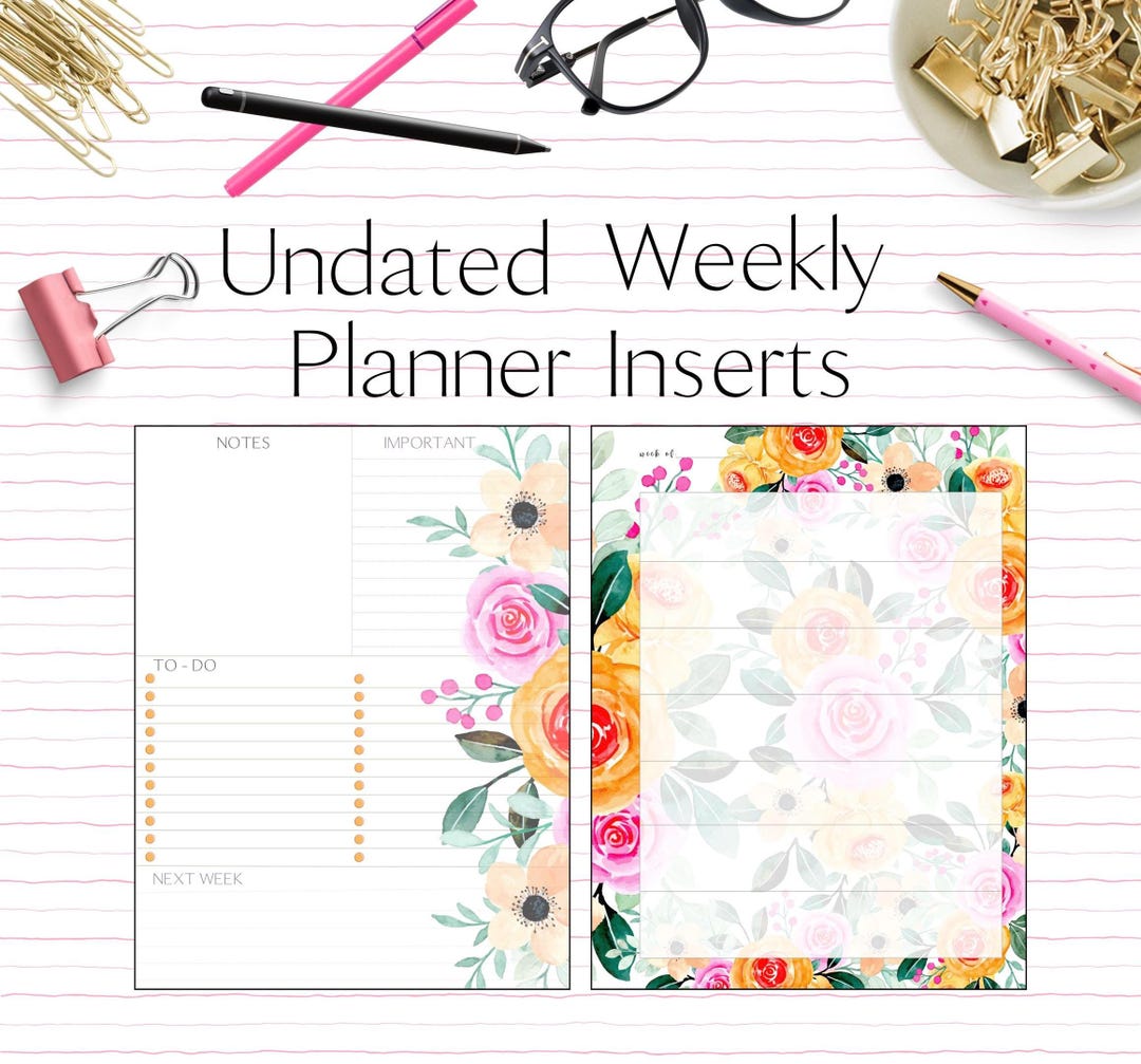 Weekly Planner Inserts - Undated Planner - Extension - B - Etsy