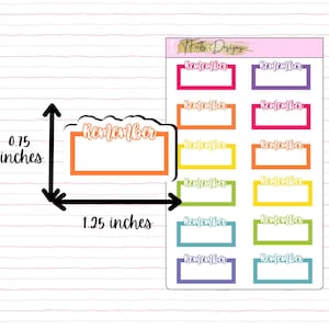 Adesivos de planejador - Lembre-se - Lembrete - Caixa - Cursivo - Script - Vinil
