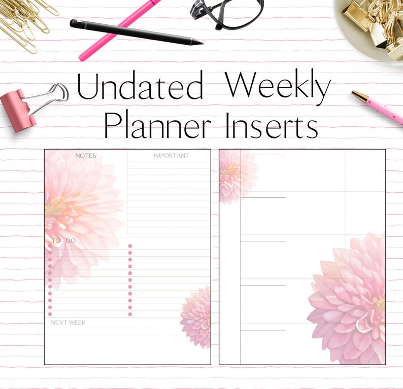 Weekly Planner Inserts - Undated Planner - Extension - A - Etsy