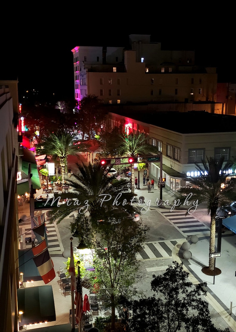 West Palm Beach Downtown Nightlife Florida Canvas Etsy