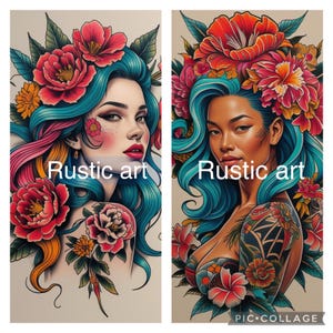 Tattoo girl digital art download x 2