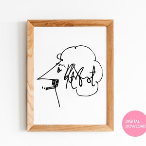 Autorretrato de Kurt Vonnegut, impressão digital | Retrato de Kurt Vonnegut Slaughterhouse Five Breakfast of Champions | Pôster impresso Vonnegut 8x10