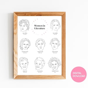 Women in Literature Art Print – Motivational Quote by Female Author, Literary Decor for Book Lovers, Gift for Readers and Writers