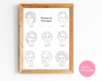 Women in Literature Art Print – Motivational Quote by Female Author, Literary Decor for Book Lovers, Gift for Readers and Writers