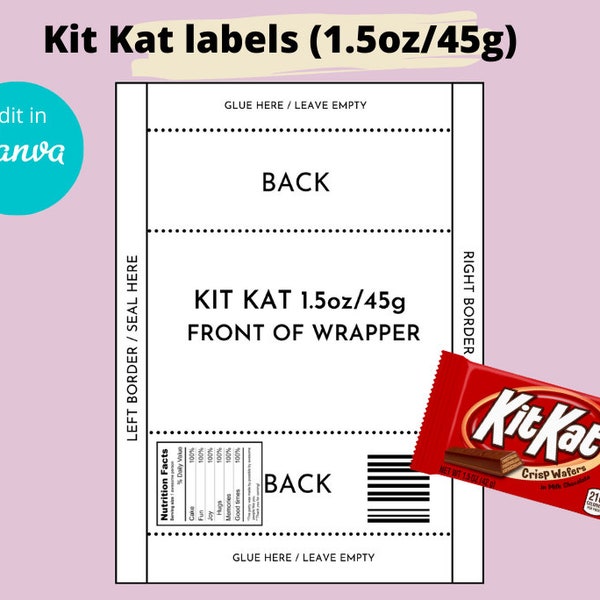 Kit kat wrapper template,custom diy kit kat label,personalized party favor,printable decor,instant download,editable kit kat wrapper,edit