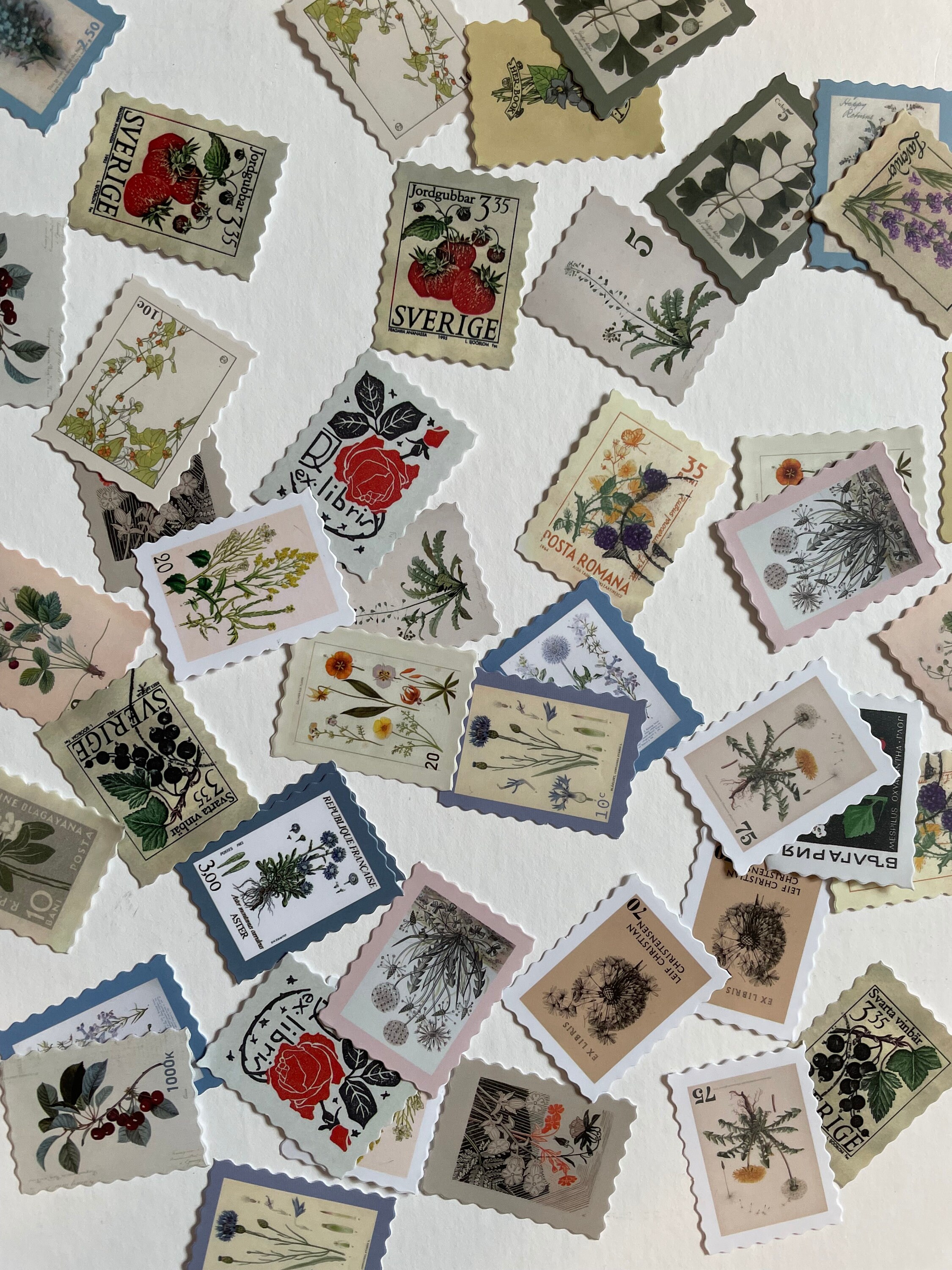 46 vintage stamp stickers for journaling scrapbooking etsy