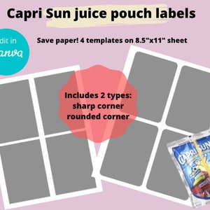 Capri Sun template,blank,juice pouch label,instant download,birthday party favor,canva,editable wrapper,custom printable decor,design,DIY