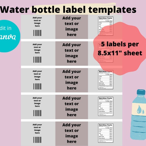 Water Bottle Bundle Label Template Instant Download Etsy