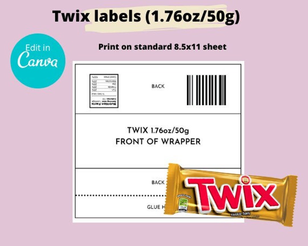 Blank Twix Wrapper Template,custom Diy Twix Label,personalized Party ...