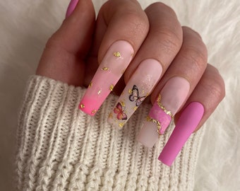 pix Square Long Cute Matte Acrylic Nails long square nails etsy