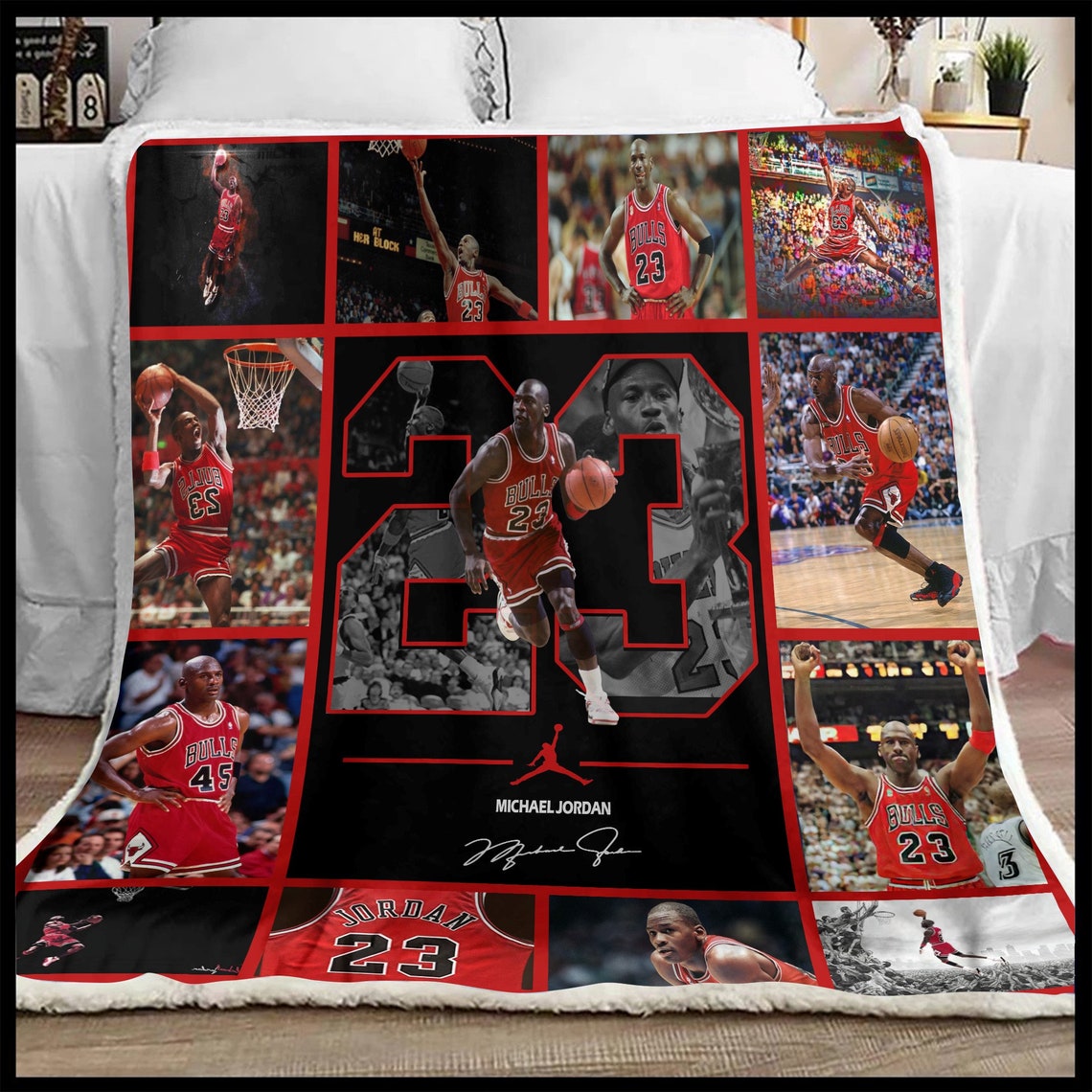 Michael Jordan 23 Fleece Blanket NBA Basketball Player Fleece Etsy