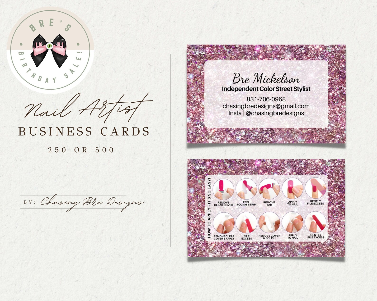 Glitter Nail Artist cartes de visite personnalisées Nail Etsy