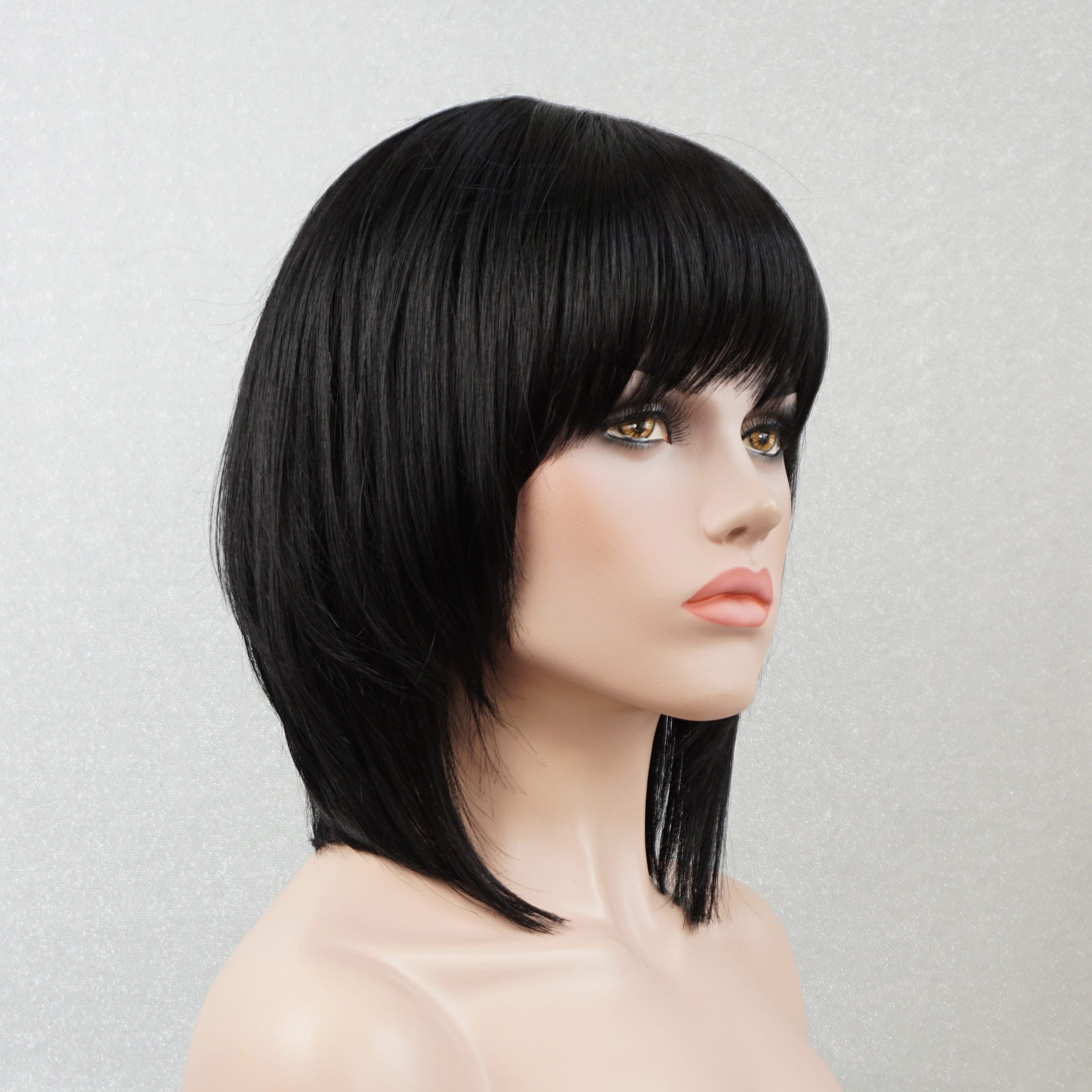 Black Short Bob Wigs With Bangs 100 Human Hair Wigs for Women Etsy UK