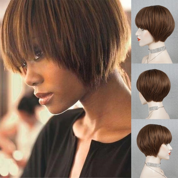 Dark Brown Bob Human Hair Wigs for Black Women Medium Length - Etsy Dark Brown Bob Human Hair Wigs for Black Women Medium Length - Etsy