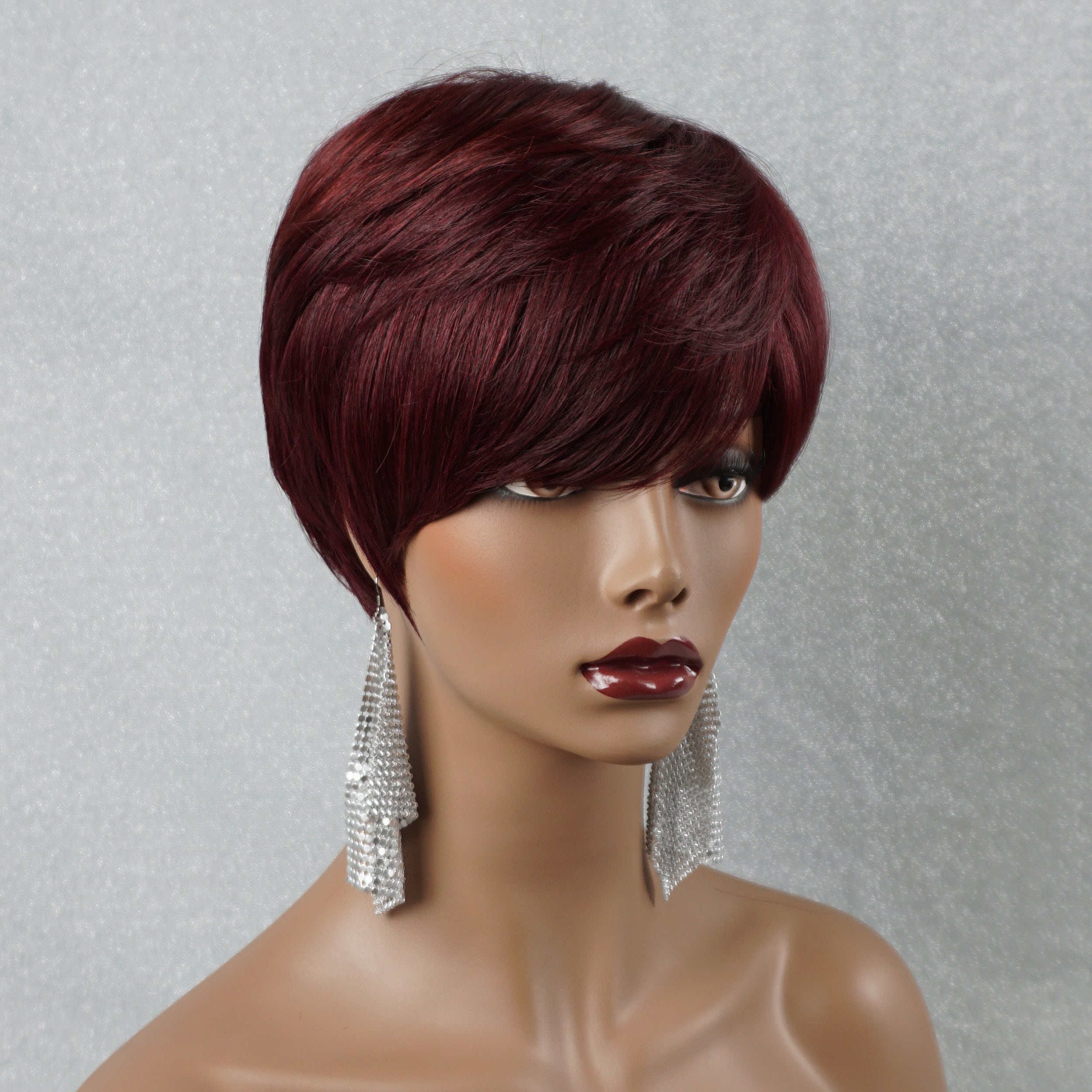 Human Hair Wigs For White Women Over 50 Burgundy Pixie Cut Etsy | Free