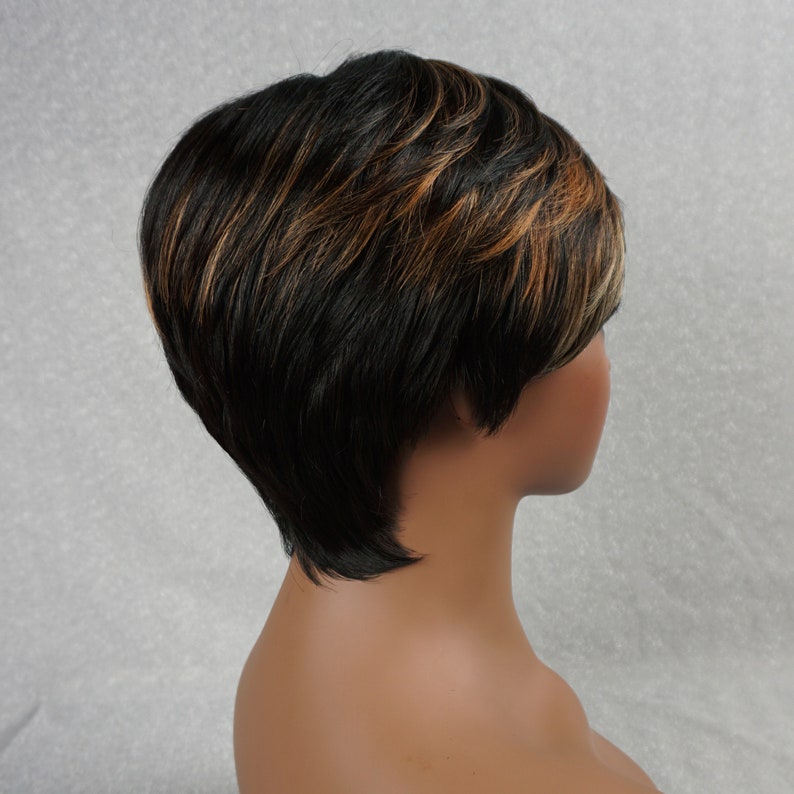 100 Real Human Hair Wig 130 6 Short Pixie Cut Glueless Etsy