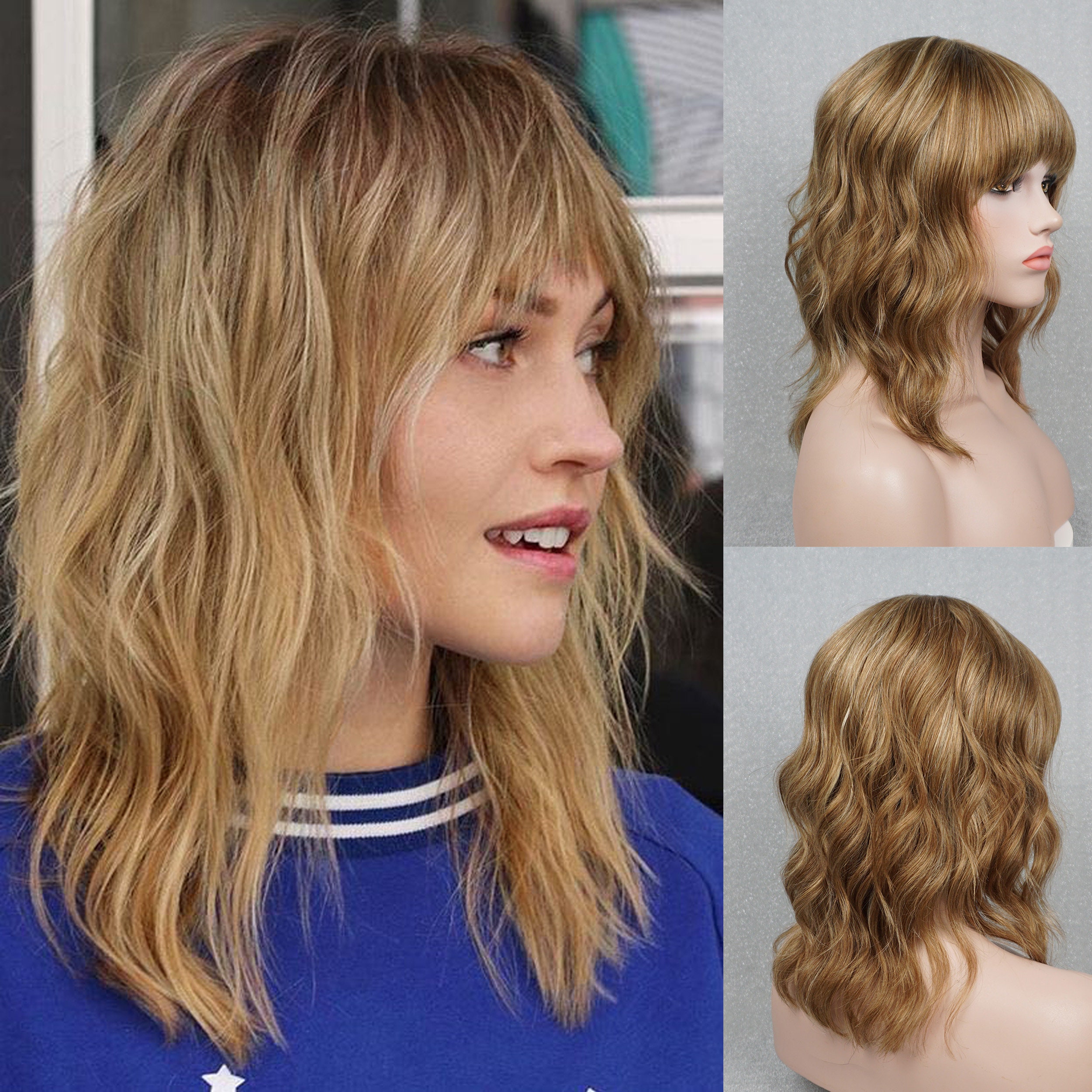 トップ Human 100% Hair Wavy Highlights Blonde Light Blonde Dirty 洋書