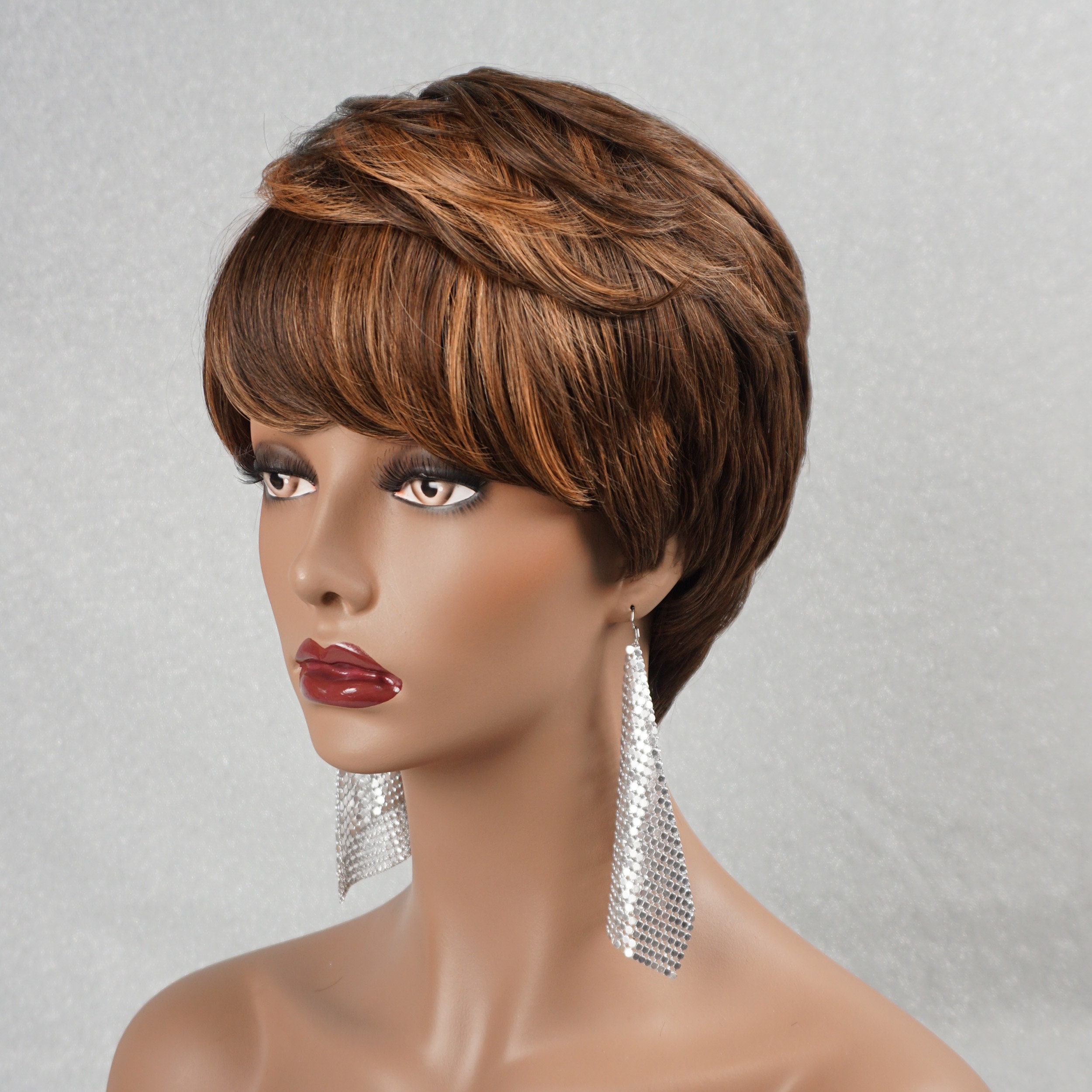 Brown pixie wig top
