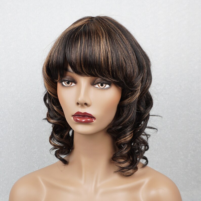 100 Human Hair Short Wigs for Black Women Brown Curly Wigs Etsy