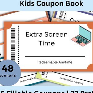 Editable Kids Coupon Book, Kids Reward Coupon, Fillable Coupon Template, Birthday Coupon, Family Coupons, Printable Coupons