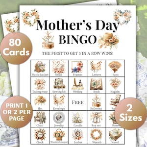Moederdagbingo, 80 afdrukbare Moederdagbingokaarten, Moederdagspel, Moederdagbrunchspel, Moederdagviering