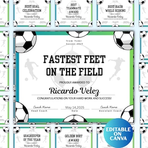 Editable Soccer Certificates | Team Recognition Awards | End of the Season Certificates | Soccer Season Awards |  Soccer Awards