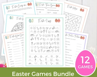 Easter Game Bundle, 12 Printable Easter Games, Easter Trivia Games, Easter Maze Games, Easter Scavenger Hunt, and More