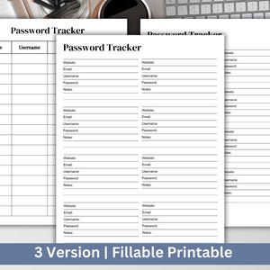 Password Trackers, Fillable Password Tracker Bundle, Password Tracker Sheets, Printable Password Tracker, Planner Insert, Journal Insert