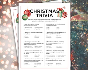 Christmas Trivia Game, Family Holiday Trivia Game, Adult Holiday Games, Printable Trivia Game, Christmas Party Games