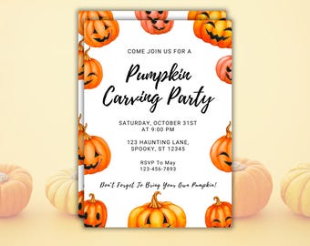 Editable Pumpkin Carving Party Invitation, Pumpkin Invite, Fall Invite, Halloween Party Invite Editable Canva Invite, Bring Your Own Pumpkin