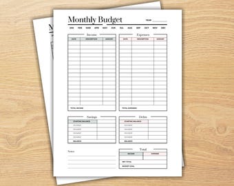 Printable Monthly Budget Sheet, Income Tracker, Expenses Tracker, Savings Tracker, Bills Tracker, Monthly Budget, Budget Tracker Template