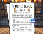Bar Crawl Bingo, Bar Scavenger Hunt Drinking Game, Pub Bar Crawl Bingo, Birthday Bar Crawl, Girls Night Games, Printable Drinking Games
