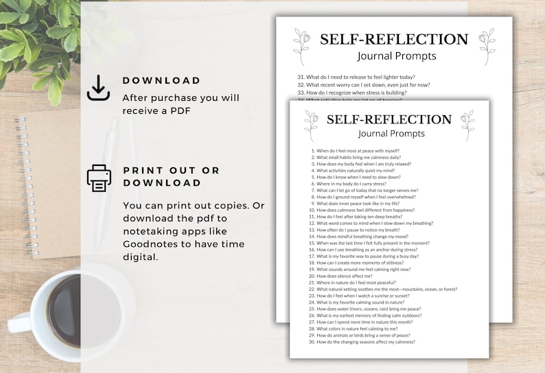 200 Self-Reflection Journal Prompts, Self-Discovery Writing Prompts, 5 Minutes Journaling, Difficult Questions, Guided Journal Prompts image 7