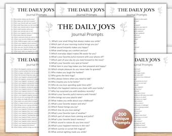 200 tägliche Joys Journalaufführungen, Selbstfindungsschreiben auffordern, tägliche Fragen auffordern, Selbstreflexionsjournal, geführtes Journal