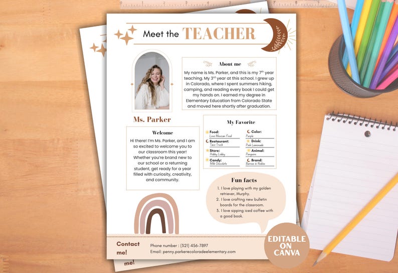 Editable Boho Meet the Teacher, Customizable Canva Template, Back to ...