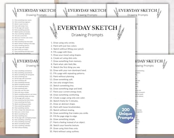 200 Everyday Sketch Prompts, Drawing Prompts, Art Prompt for Kids, Draw Prompts, Journal Prompts, Art Questions, Art Journal, Junk Journal