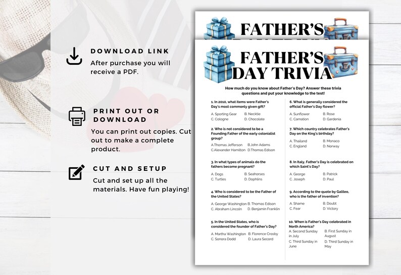 Father’s Day Trivia Games, Father’s Day Party Games, Printable Father’s Day Questions, Father’s Day Activities, Family Fun Activities image 8