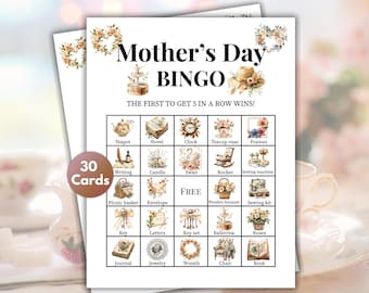 Gry bingo na Dzień Matki, Karty bingo na Dzień Matki, Gry na Dzień Matki, Gry imprezowe, Gry na brunch, Gry imprezowe na Dzień Matki, Gry rodzinne