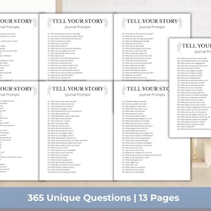 Tell Your Story Writing Prompts, 365 Guided Life Story Journal, Self Reflection, Self Discovery, Guided Journal Prompts, 5 Minute Journal image 2