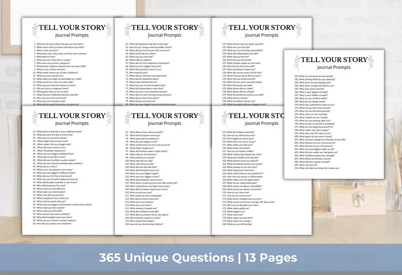 Tell Your Story Writing Prompts, 365 Guided Life Story Journal, Self Reflection, Self Discovery, Guided Journal Prompts, 5 Minute Journal image 2