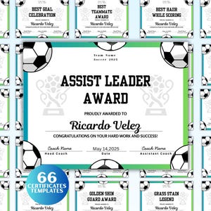 Editable Soccer Certificates | Team Recognition Awards | End of the Season Certificates | Soccer Season Awards |  Soccer Awards