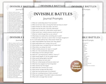 200 Invisible Battles Self Journal Prompts, Inner Healing, Self Worth Prompts, Inner Work, Self Reflection, True Self Prompt, Self Discovery