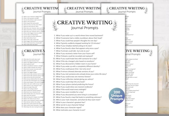 200 Creative Writing Prompts, Prompts for Writers, Guided Novel Questions, Storyteller Questions, Writing Challenge Prompts, Writer's Block