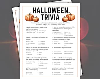 Halloween Trivia Games & Answers, Halloween Trivia Night, Halloween Game Night, Spooky Trivia Game, Teen Trivia Games, Adult Trivia Games