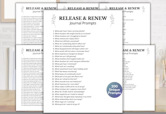 200 Release and Renew, Letting Go Journal Prompts, Difficult Question, Shadow Work Prompts, Inner Healing, Personal Growth, Self Reflection